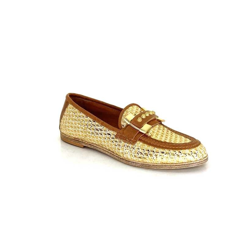 B77101-101 Cuir Marron Raffia Doré B77101-101 - NATUR - LAMINA CAME Printemps Eté 2024