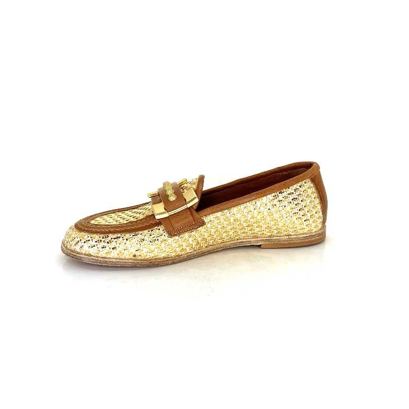 B77101-101 Cuir Marron Raffia Doré B77101-101 - NATUR - LAMINA CAME Printemps Eté 2024