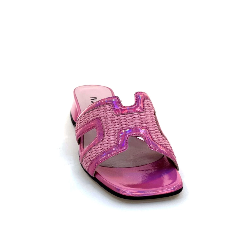 Ivoire 330 Cuir Irisé Vernis Rose Raffia Rose 330 - IRIDE + RAFFIA - ROSA Printemps Eté 2024