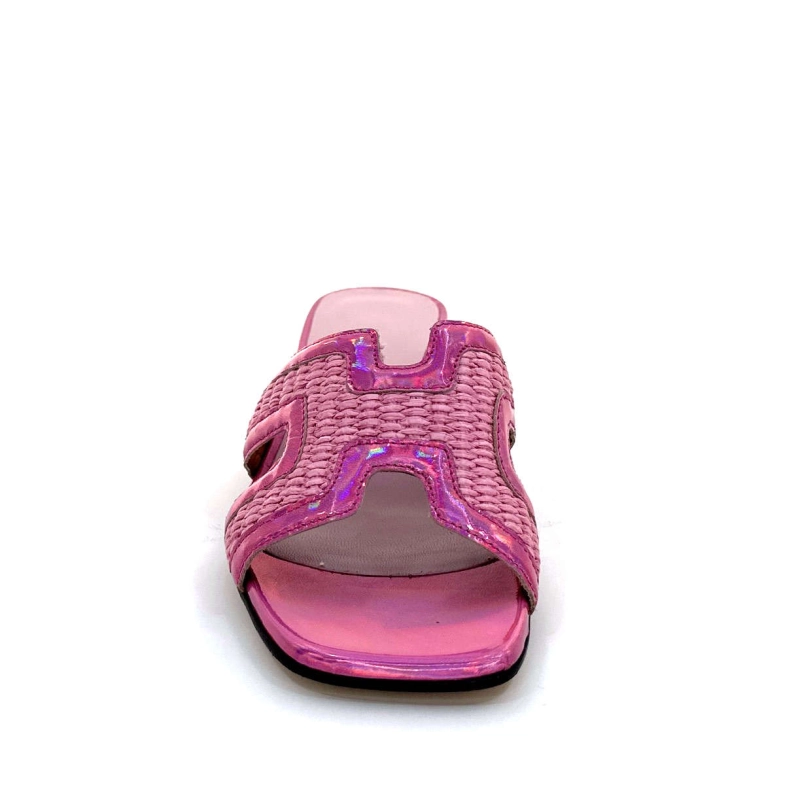 Ivoire 330 Cuir Irisé Vernis Rose Raffia Rose 330 - IRIDE + RAFFIA - ROSA Printemps Eté 2024