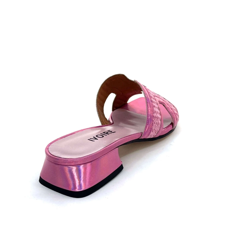 Ivoire 330 Cuir Irisé Vernis Rose Raffia Rose 330 - IRIDE + RAFFIA - ROSA Printemps Eté 2024