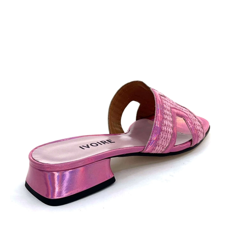 Ivoire 330 Cuir Irisé Vernis Rose Raffia Rose 330 - IRIDE + RAFFIA - ROSA Printemps Eté 2024