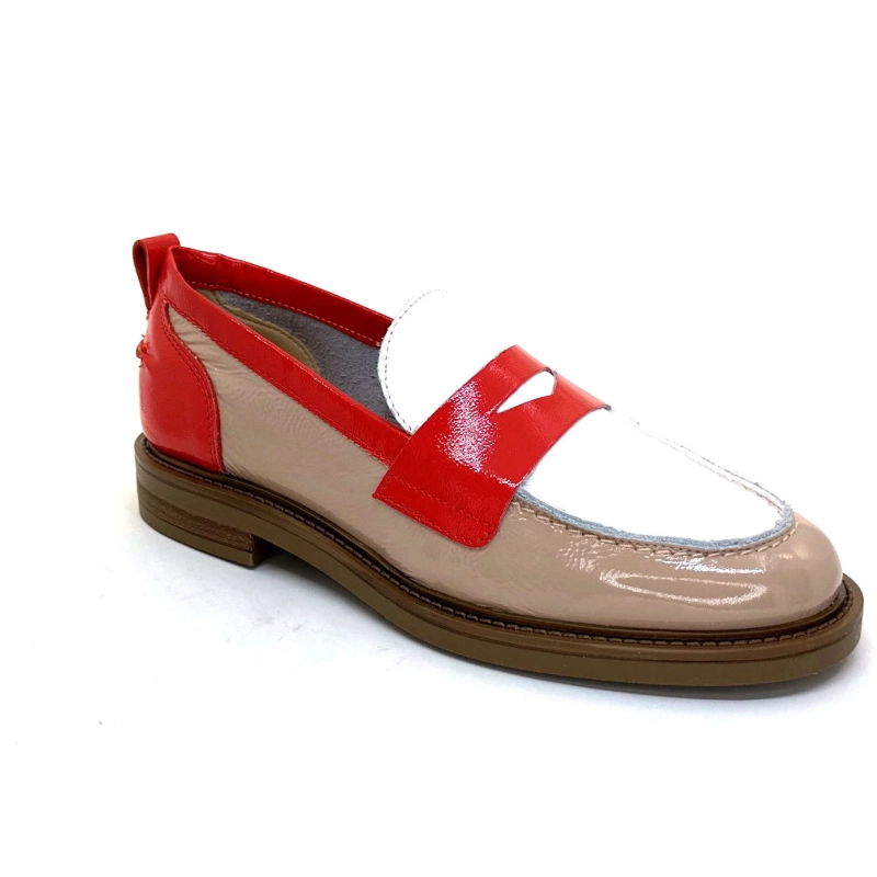 Ivoire A53115 Cuir Vernis Beige Blanc Corail A53115 - NAPLACK - SKIN - BIANCO Printemps Eté 2024