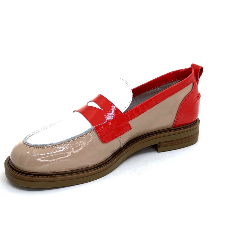 Ivoire A53115 Cuir Vernis Beige Blanc Corail A53115 - NAPLACK - SKIN - BIANCO Printemps Eté 2024