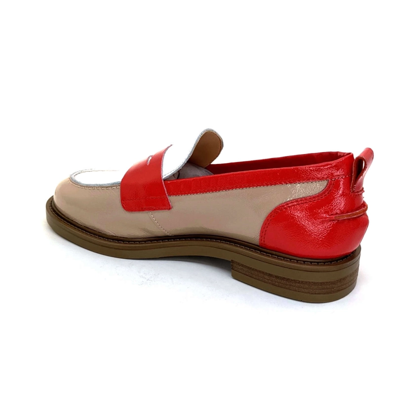 Ivoire A53115 Cuir Vernis Beige Blanc Corail A53115 - NAPLACK - SKIN - BIANCO Printemps Eté 2024