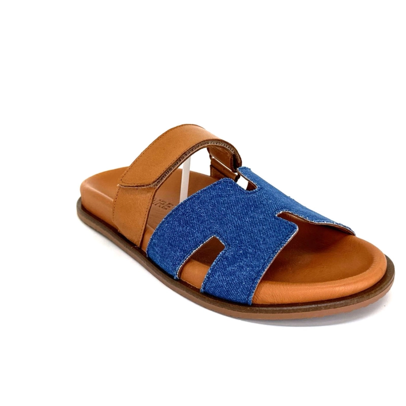 Ivoire D27084-803 Cuir Marron Textile Jean D27084 -803 - DARK JEANS Printemps Eté 2024