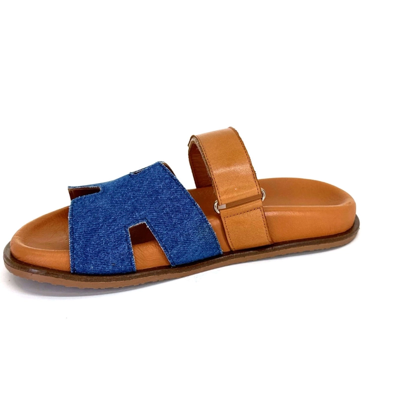 Ivoire D27084-803 Cuir Marron Textile Jean D27084 -803 - DARK JEANS Printemps Eté 2024