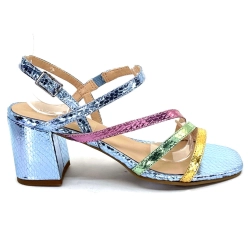 Ivoire Heeled Sandals A47146 Leather Metal Sky Blue Yellow Green Pink