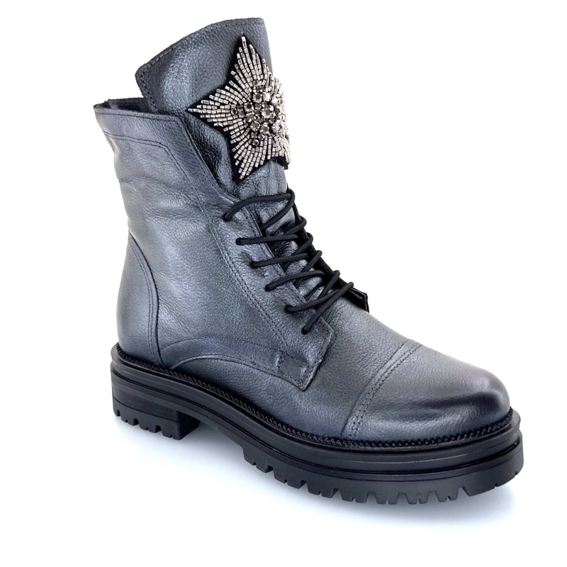 Mjus M77277 301 Cuir Gris Métallique Bijoux Argent M77277 301 - 6334 - PELTRO Automne Hiver 2024-2025