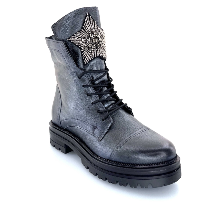 Mjus M77277 301 Cuir Gris Métallique Bijoux Argent M77277 301 - 6334 - PELTRO Automne Hiver 2024-2025