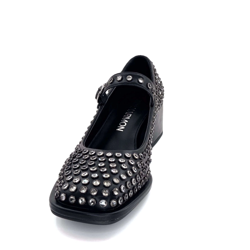 Noa Harmon 9843-06 Cuir Noir Diamants 9843-06 - CHERIE Automne Hiver 2024-2025