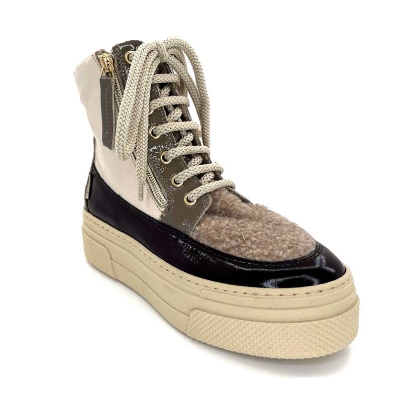 Elena 20339 Gill Cuir Vernis Crème Marron Gris 20339 GILL - VERSION NAPLACK - B Automne Hiver 2024-2025