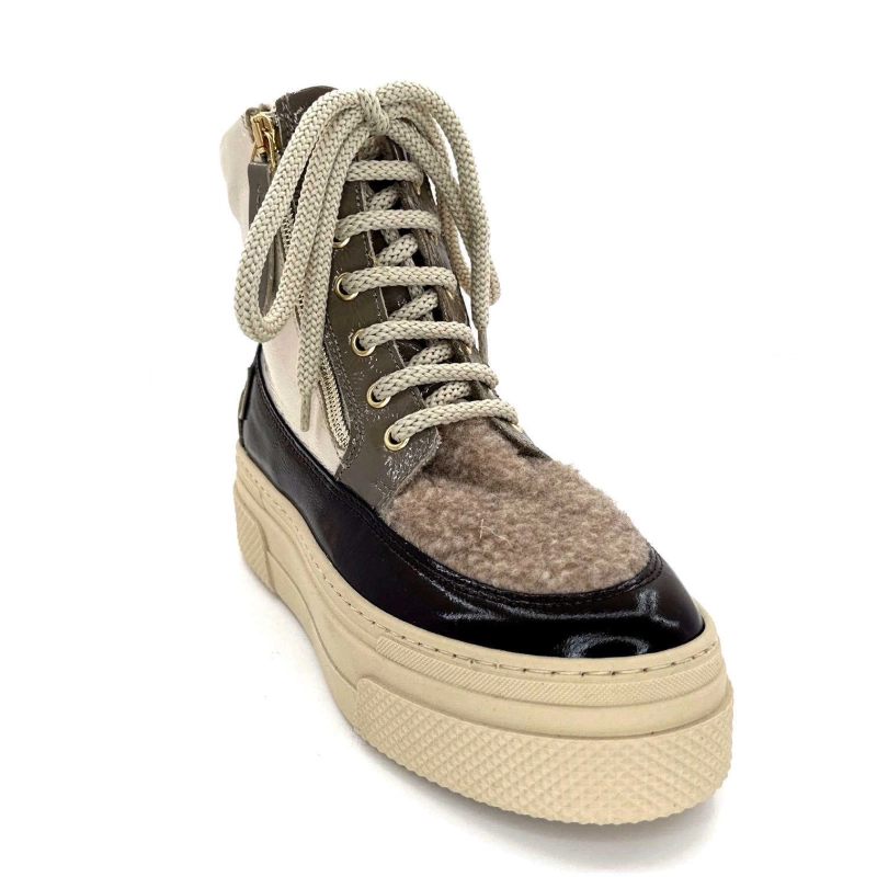 Elena 20339 Gill Cuir Vernis Crème Marron Gris 20339 GILL - VERSION NAPLACK - B Automne Hiver 2024-2025