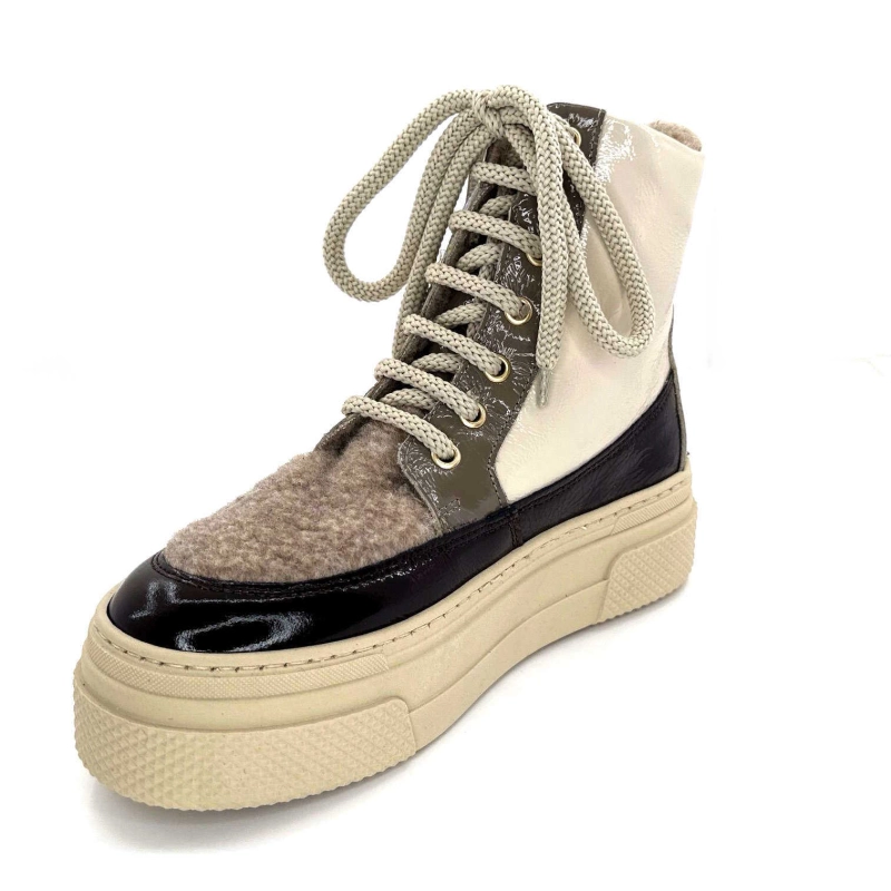 Elena 20339 Gill Cuir Vernis Crème Marron Gris 20339 GILL - VERSION NAPLACK - B Automne Hiver 2024-2025