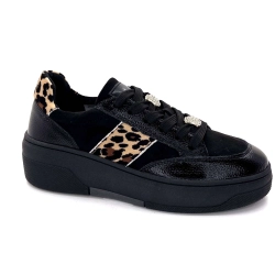 Ivoire Sneakers Bp5410 Black Leather Black Suede & Leo