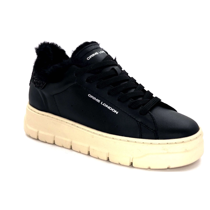 Crime London 21952 Cuir Noir Fourrure 21952 - COL 20 Automne Hiver 2024-2025