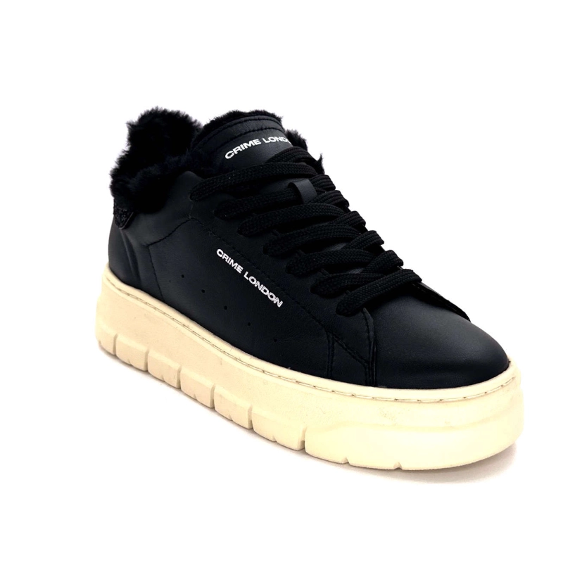 Crime London 21952 Cuir Noir Fourrure 21952 - COL 20 Automne Hiver 2024-2025