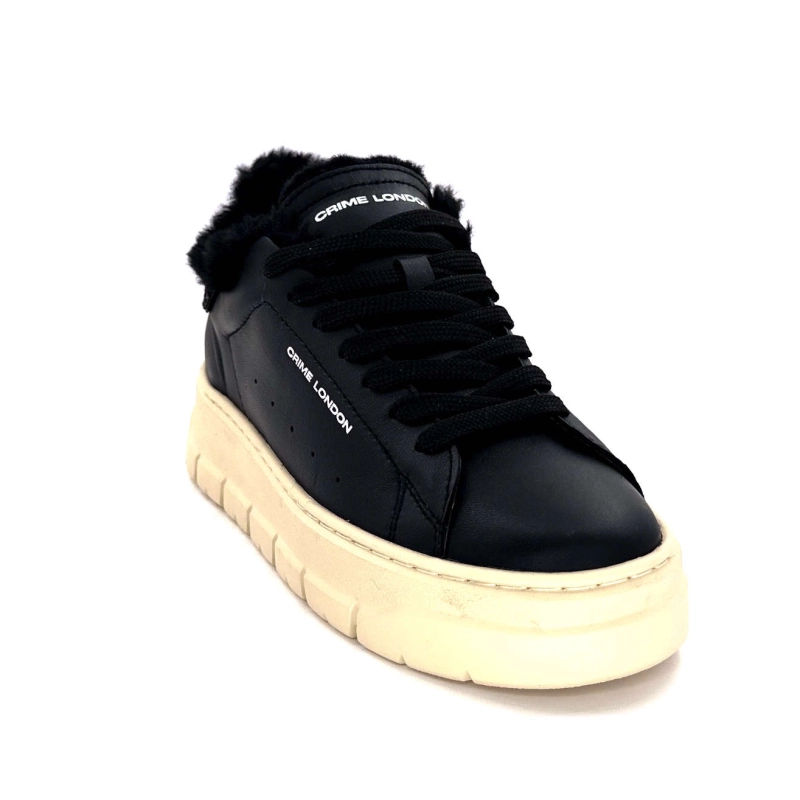 Crime London 21952 Cuir Noir Fourrure 21952 - COL 20 Automne Hiver 2024-2025