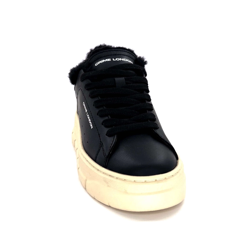 Crime London 21952 Cuir Noir Fourrure 21952 - COL 20 Automne Hiver 2024-2025