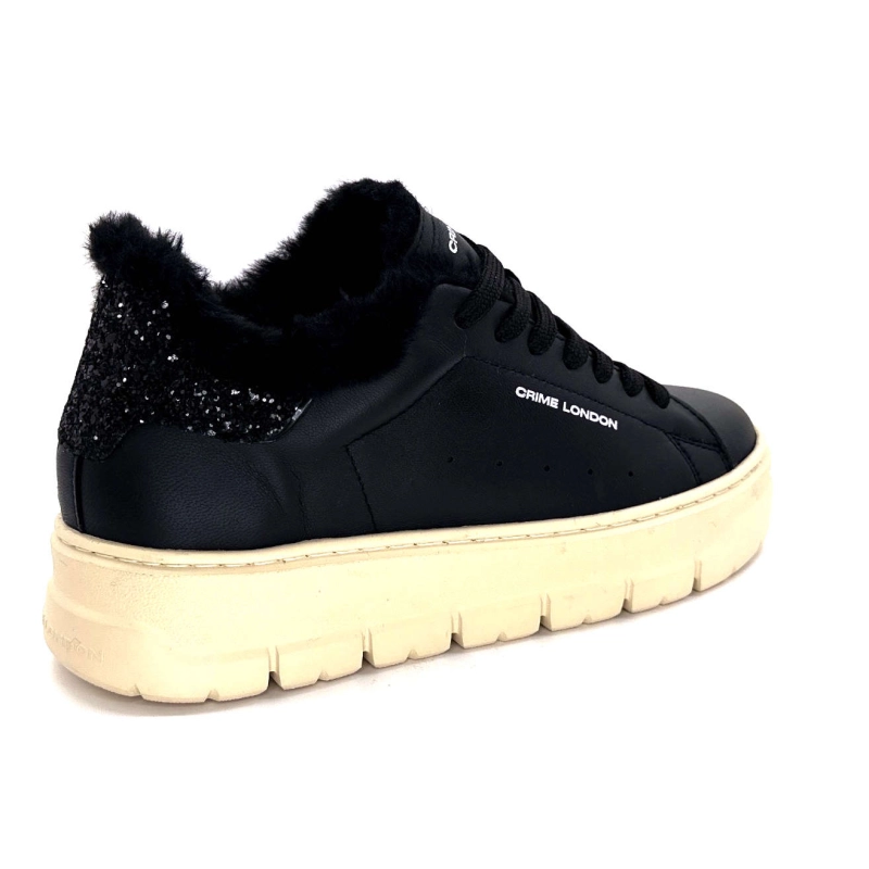 Crime London 21952 Cuir Noir Fourrure 21952 - COL 20 Automne Hiver 2024-2025
