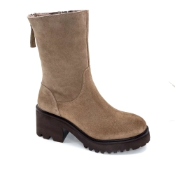 Ivoire Evs 2963 Suede Mink Fur Heeled Ankle Boots