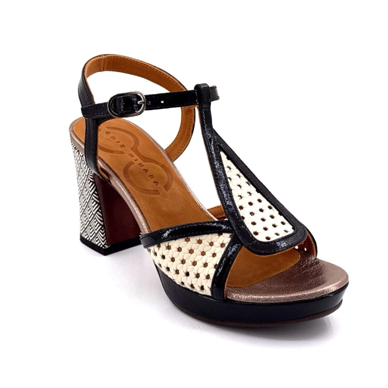 Chie Mihara Kesira Cuir Noir Crème KESIRA - LINDA LECHE - SUCRE NEG Printemps Eté 2025