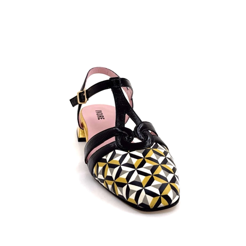 Ivoire S108 Cuir Noir et Doré S108 - TOMAIA ROMBO FINISH NERO Printemps Eté 2025