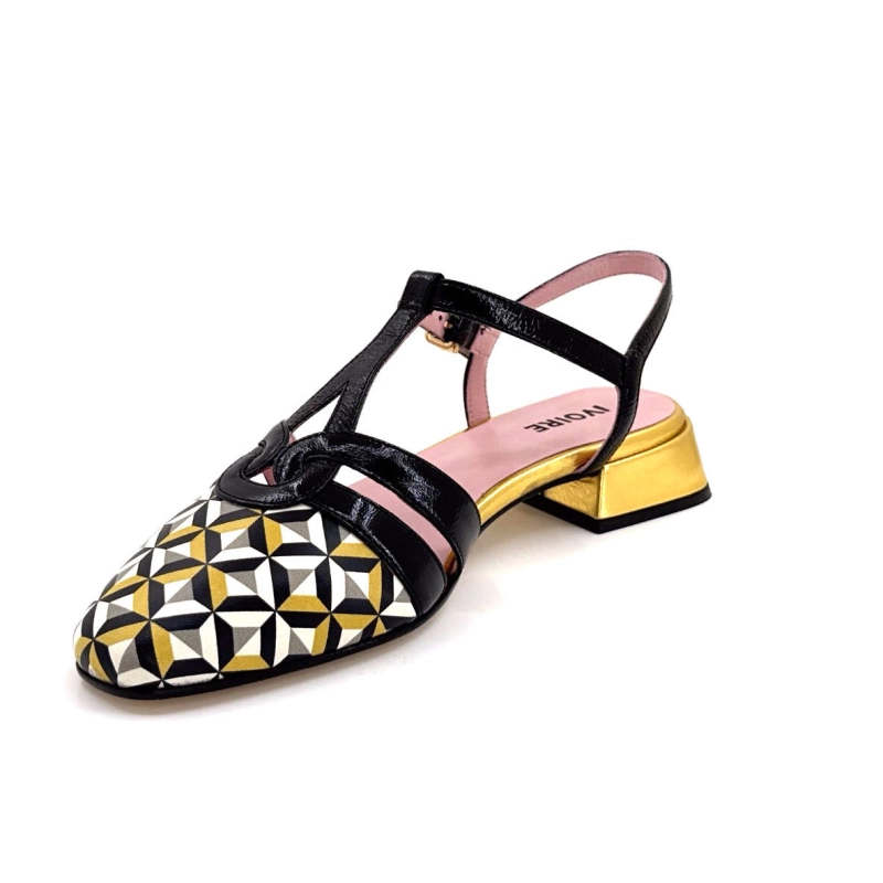 Ivoire S108 Cuir Noir et Doré S108 - TOMAIA ROMBO FINISH NERO Printemps Eté 2025