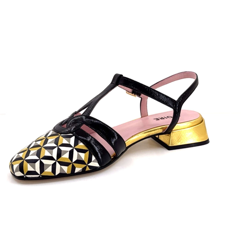 Ivoire S108 Cuir Noir et Doré S108 - TOMAIA ROMBO FINISH NERO Printemps Eté 2025