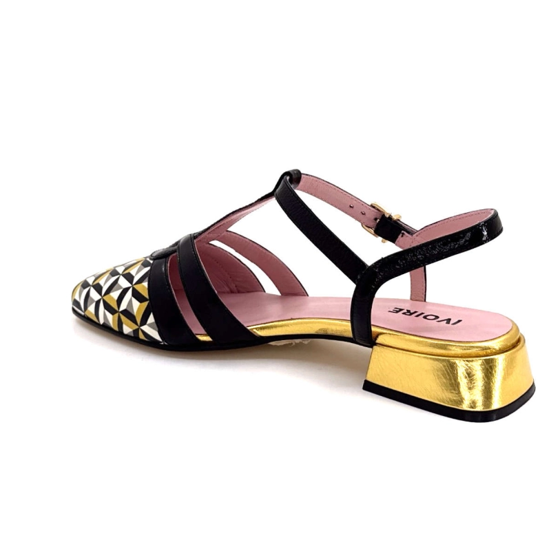 Ivoire S108 Cuir Noir et Doré S108 - TOMAIA ROMBO FINISH NERO Printemps Eté 2025