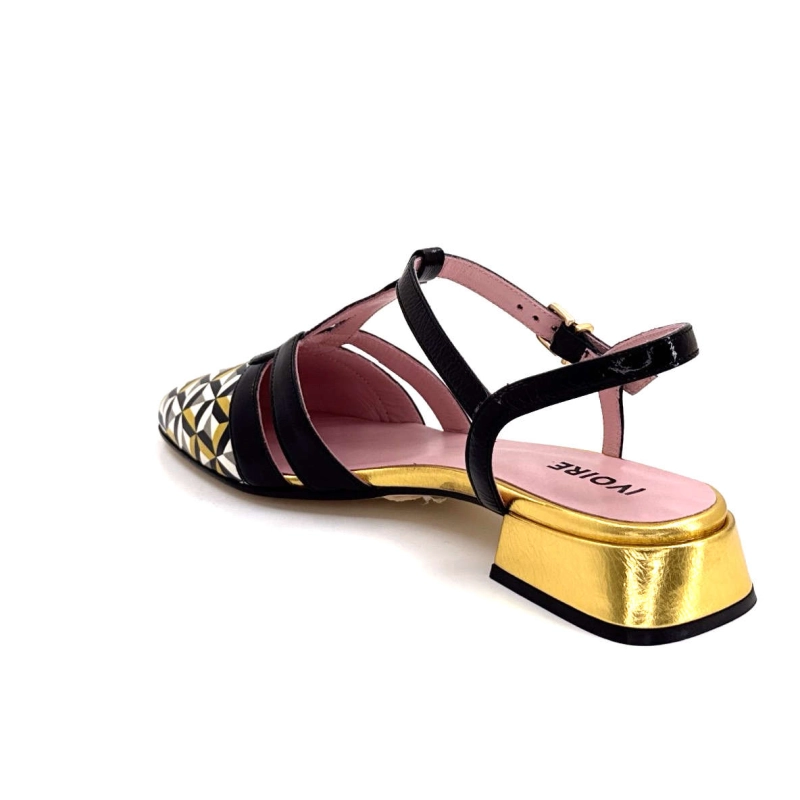 Ivoire S108 Cuir Noir et Doré S108 - TOMAIA ROMBO FINISH NERO Printemps Eté 2025