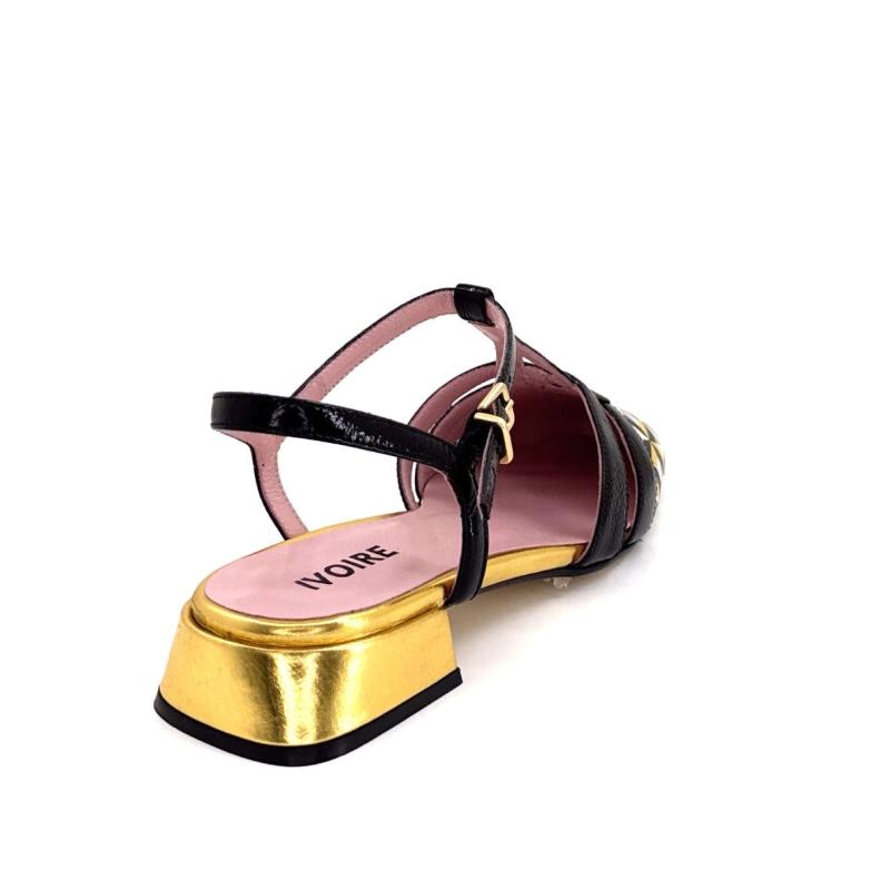 Ivoire S108 Cuir Noir et Doré S108 - TOMAIA ROMBO FINISH NERO Printemps Eté 2025