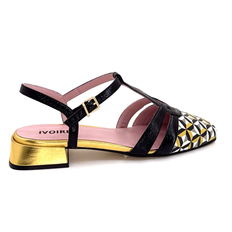 Ivoire S108 Cuir Noir et Doré S108 - TOMAIA ROMBO FINISH NERO Printemps Eté 2025