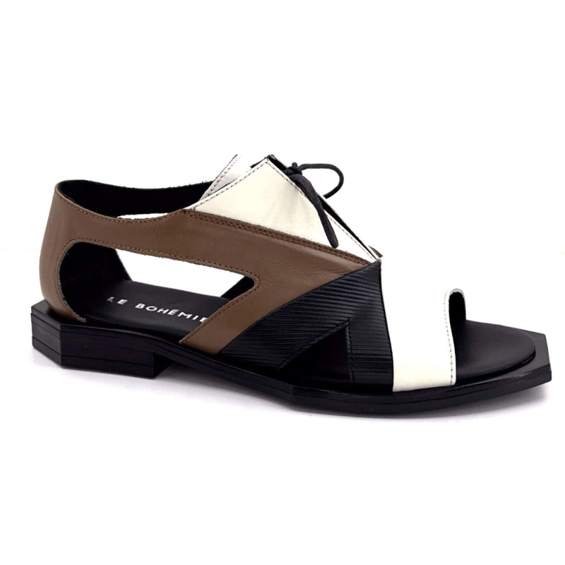 Le Bohémien Sc183 Cuir Marron Crème Noir SC183 - BEIGE NOIR CAMEL Printemps Eté 2025