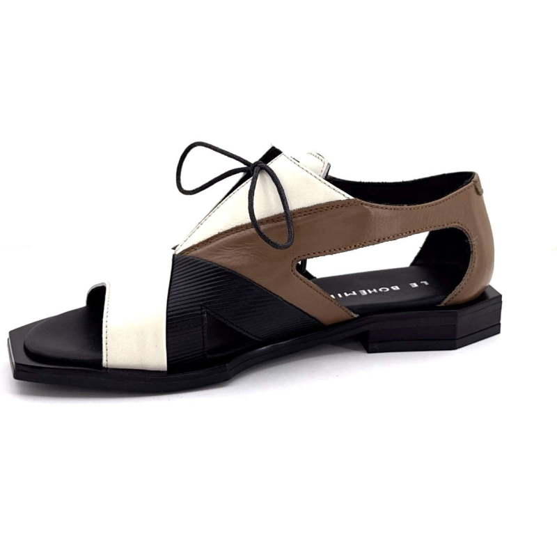 Le Bohémien Sc183 Cuir Marron Crème Noir SC183 - BEIGE NOIR CAMEL Printemps Eté 2025