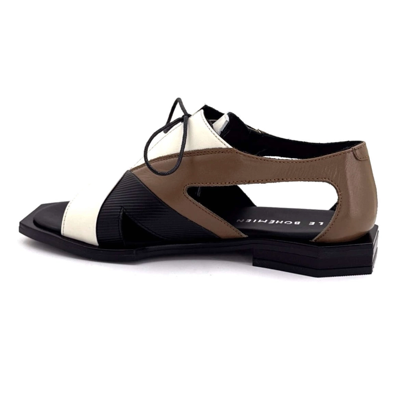 Le Bohémien Sc183 Cuir Marron Crème Noir SC183 - BEIGE NOIR CAMEL Printemps Eté 2025