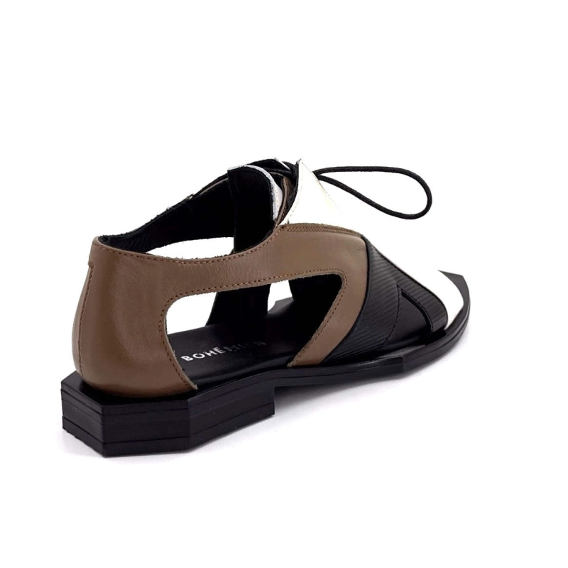 Le Bohémien Sc183 Cuir Marron Crème Noir SC183 - BEIGE NOIR CAMEL Printemps Eté 2025