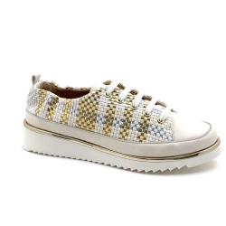 XSA 8010 Light Sneakers Braided Leather White Gold