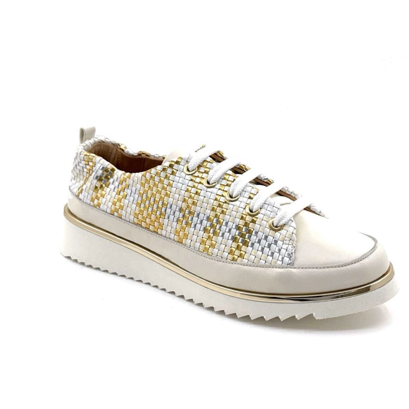 XSA 8010 Cuir Tréssé Blanc Doré 8010 INT - R40 LAMINAT - NAPPA 3 Printemps Eté 2025