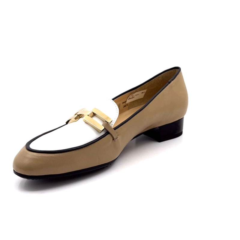 Brunate 20609 Cuir Noisette & Blanc 20609 - NAPPA - NUT - NERO - BIA Printemps Eté 2025
