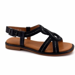 Regarde Le Ciel Elma08 Cuir Textile Noir Strass ELMA 08 - STRINGIANTARES - 7524 Printemps Eté 2025