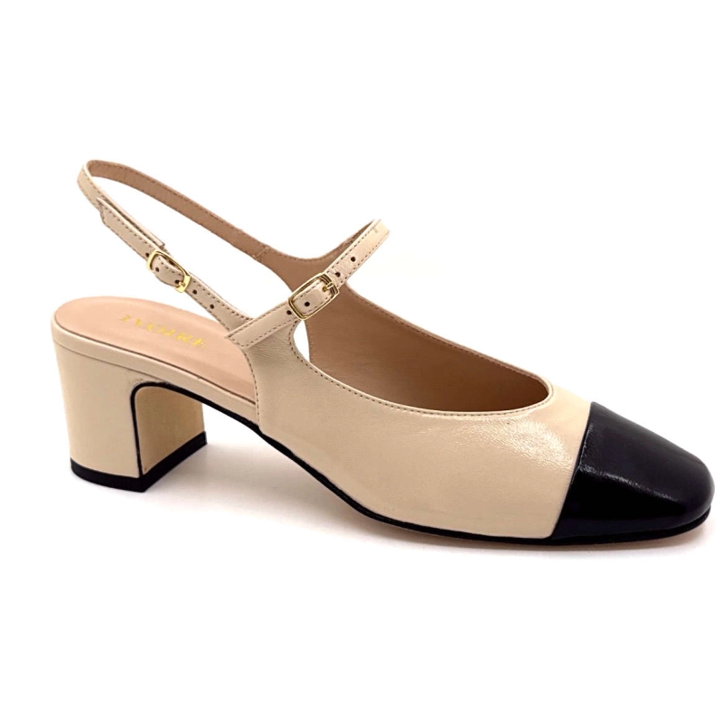 Ivoire B3508 Cuir Brillant Beige & Noir B3508 - HARRODS SABBIA + - HARRO Printemps Eté 2025