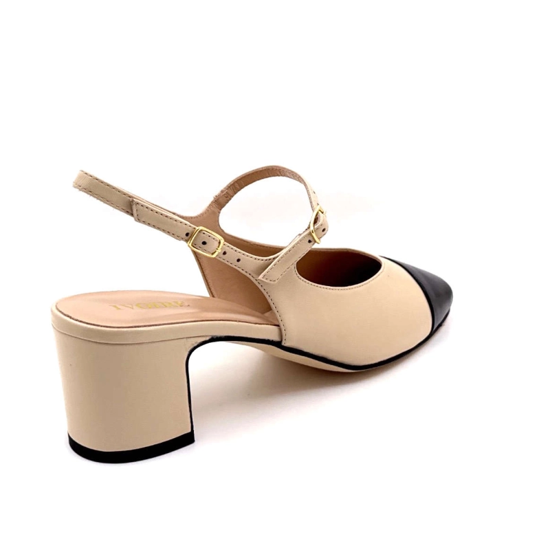 Ivoire B3508 Cuir Brillant Beige & Noir B3508 - HARRODS SABBIA + - HARRO Printemps Eté 2025