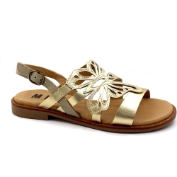 MKD Cassis Gold leren platte sandalen