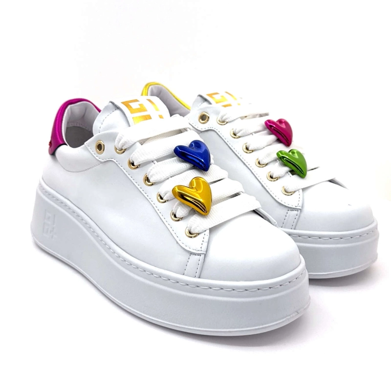 Gio+ Pia328a Cuir Blanc Metal Rose Jaune Bijoux Coeur PIA328A - COMBI - WHITE CUORI Printemps Eté 2025