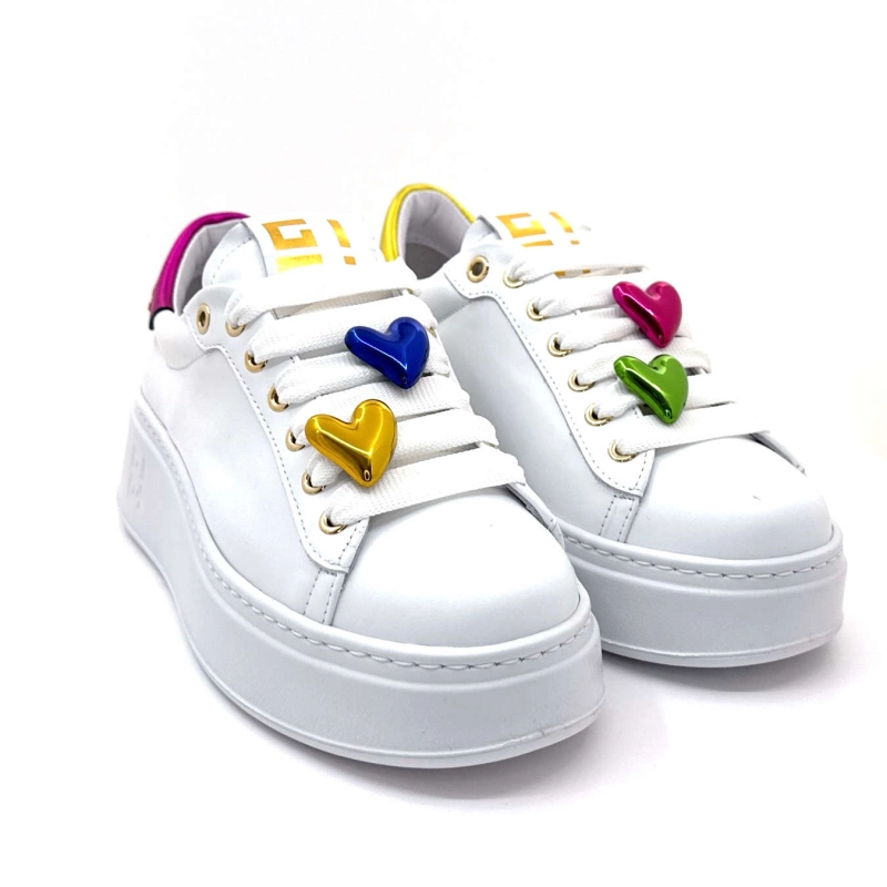 Gio+ Pia328a Cuir Blanc Metal Rose Jaune Bijoux Coeur PIA328A - COMBI - WHITE CUORI Printemps Eté 2025