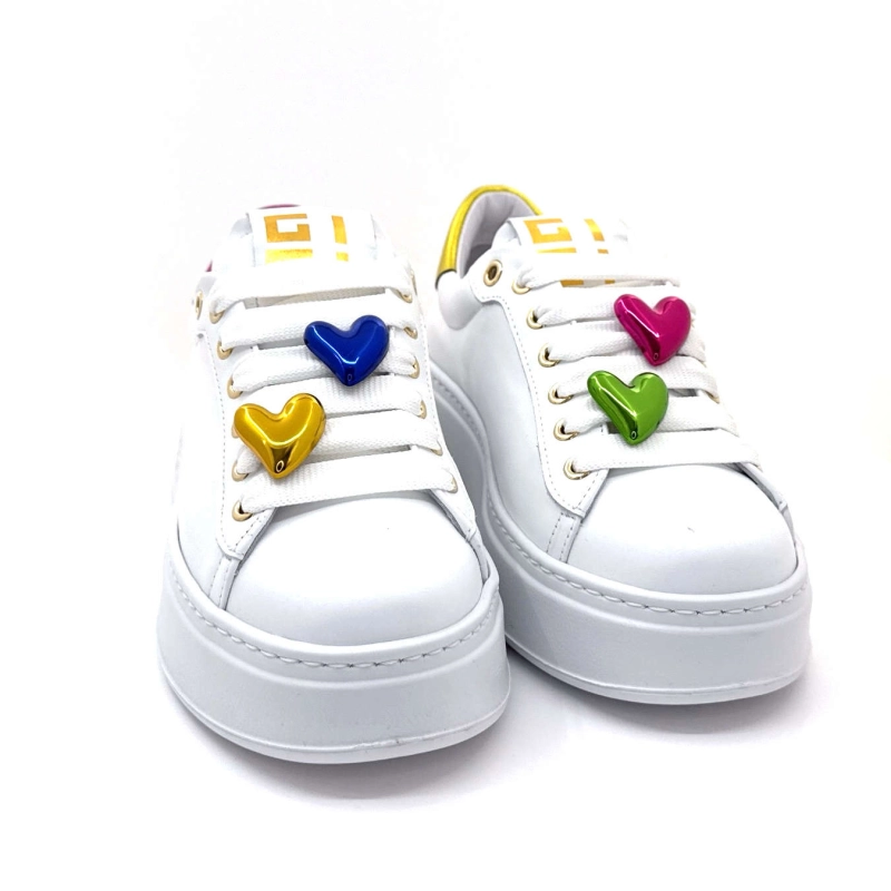 Gio+ Pia328a Cuir Blanc Metal Rose Jaune Bijoux Coeur PIA328A - COMBI - WHITE CUORI Printemps Eté 2025