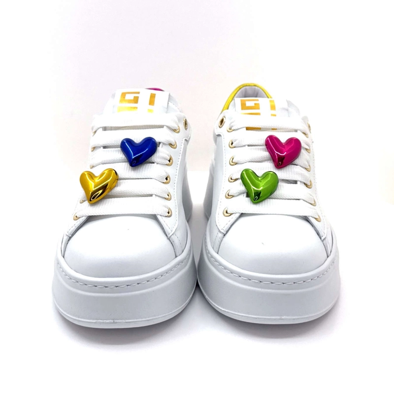 Gio+ Pia328a Cuir Blanc Metal Rose Jaune Bijoux Coeur PIA328A - COMBI - WHITE CUORI Printemps Eté 2025