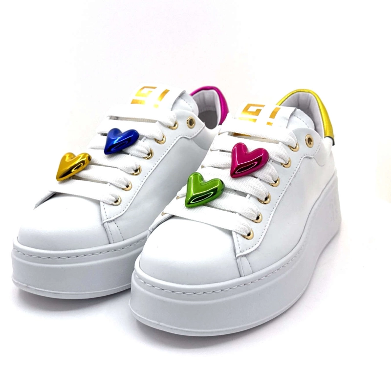 Gio+ Pia328a Cuir Blanc Metal Rose Jaune Bijoux Coeur PIA328A - COMBI - WHITE CUORI Printemps Eté 2025
