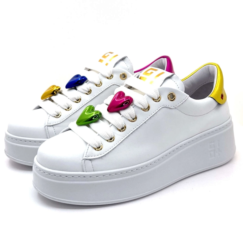 Gio+ Pia328a Cuir Blanc Metal Rose Jaune Bijoux Coeur PIA328A - COMBI - WHITE CUORI Printemps Eté 2025